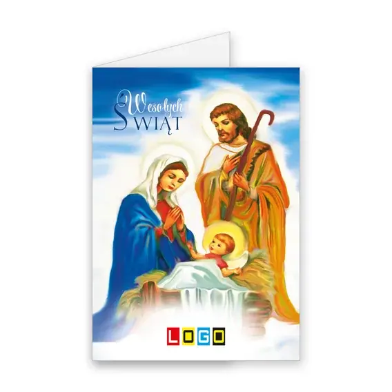 Kartka świąteczna z logo BN1-155 Żłobek w błękitnych szatach, okładka