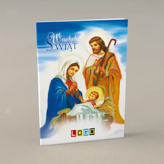 Kartka świąteczna z logo BN1-155 Żłobek w błękitnych szatach, przód