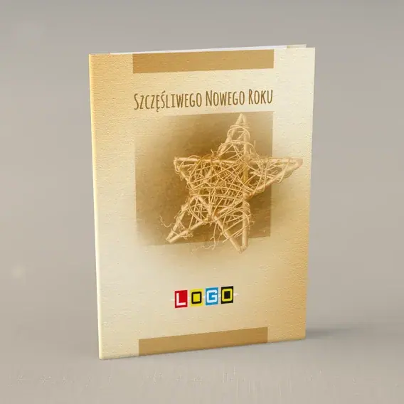 Kartka świąteczna z logo BN1-157 Złota plecionka noworoczna, przód