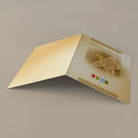 Kartka świąteczna z logo BN1-157 Złota plecionka noworoczna, tył
