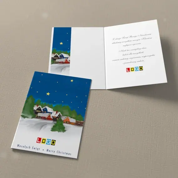 Kartka świąteczna z logo BN1-160 Wioska w blasku gwiazdy, widok ogólny
