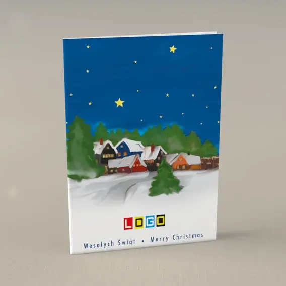 Kartka świąteczna z logo BN1-160 Wioska w blasku gwiazdy, przód