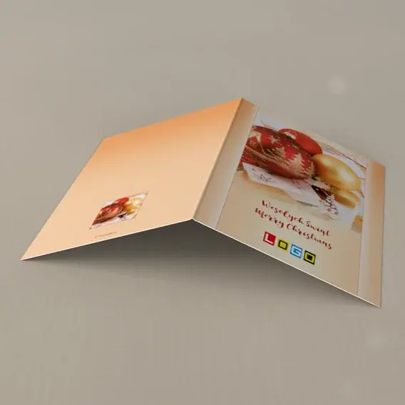 Kartka świąteczna z logo BN1-167 Miniaturowe domki na kuli, tył