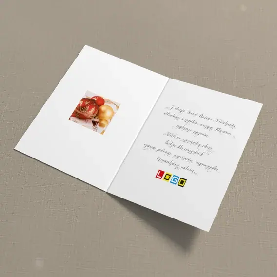 Kartka świąteczna z logo BN1-167 Miniaturowe domki na kuli, wnętrze