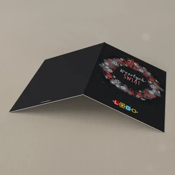 Kartka świąteczna z logo BN1-171 Pierścień czerwieni i bieli, tył