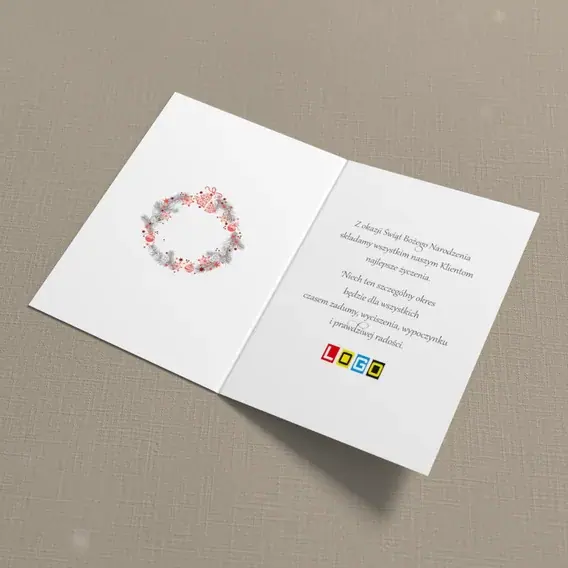 Kartka świąteczna z logo BN1-171 Pierścień czerwieni i bieli, wnętrze