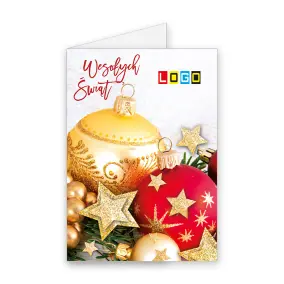 BN1-173 Ornamentowa para wśród zieleni · Okładka Kartka świąteczna z logo BN1-173 Ornamentowa para wśród zieleni, okładka