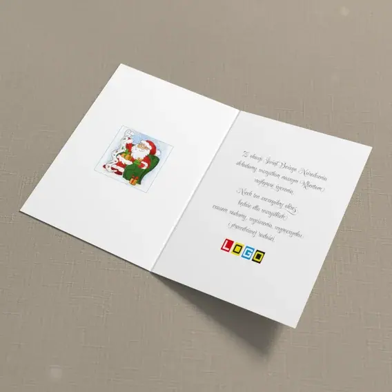 Kartka świąteczna z logo BN1-178 Święty z listą serduszek, wnętrze
