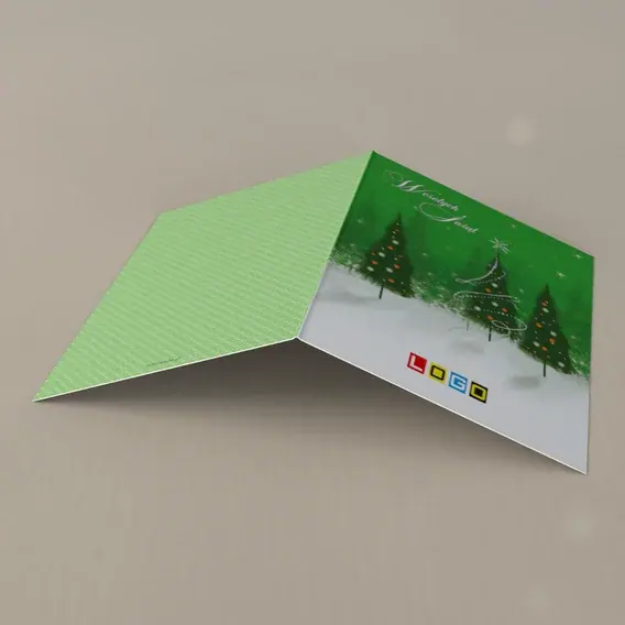 Kartka świąteczna z logo BN1-181 Świetlista spirala na zielonym, tył