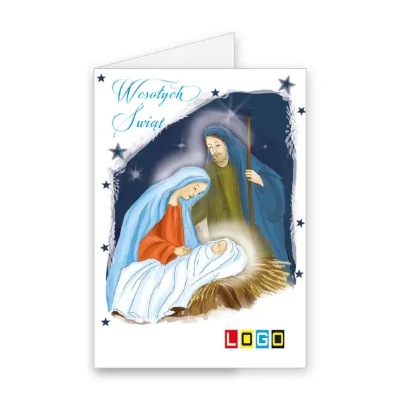 Kartka świąteczna z logo BN1-182 Żłóbek w nocnym blasku, okładka