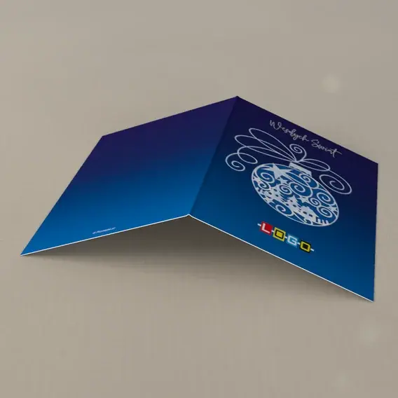 Kartka świąteczna z logo BN1-185 Domek w papierowej kuli, tył