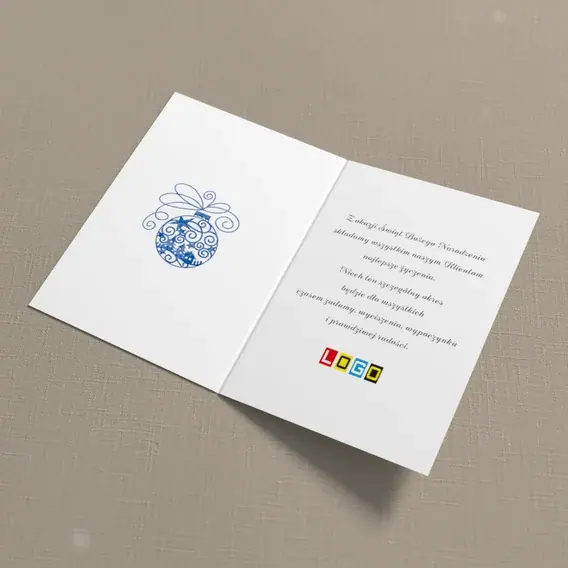 Kartka świąteczna z logo BN1-185 Domek w papierowej kuli, wnętrze