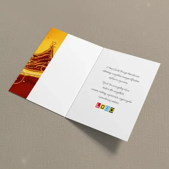 Kartka świąteczna z logo BN1-187 Wijące się drzewko na słońcu, wnętrze