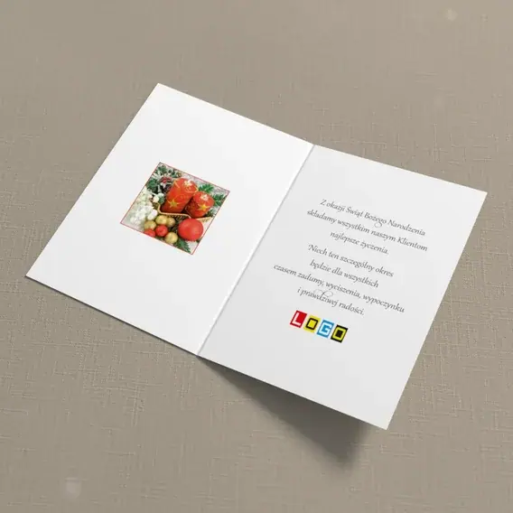 Kartka świąteczna z logo BN1-189 Płomyki w czerwonych gwiazdkach, wnętrze
