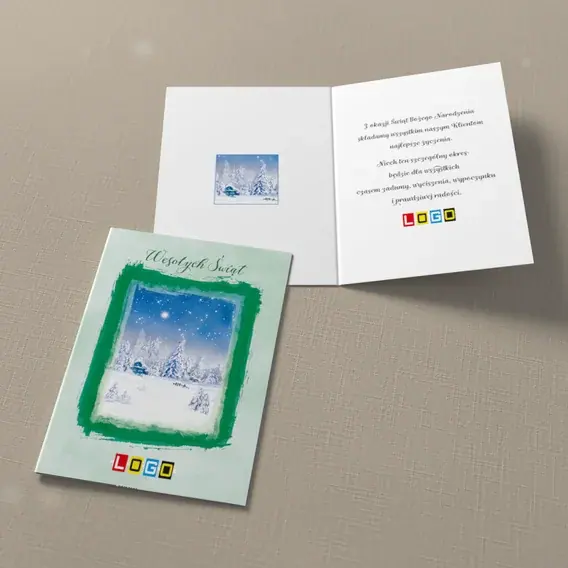 Kartka świąteczna z logo BN1-192 Osada w malowanej oprawie, widok ogólny
