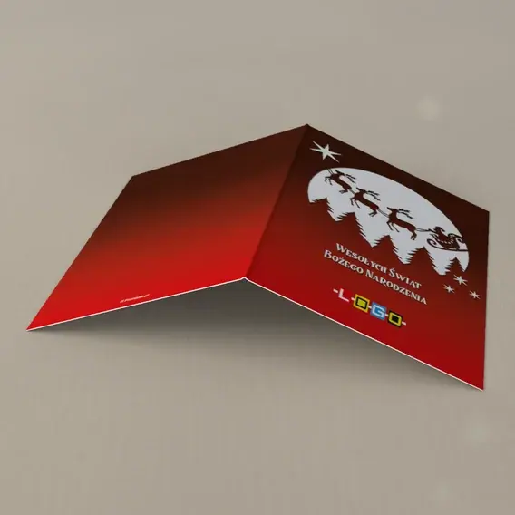Kartka świąteczna z logo BN1-193 Zaprzęg na tle księżyca, tył