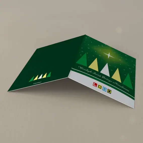 Kartka świąteczna z logo BN1-198 Gwiazda nad pięcioma drzewami, tył