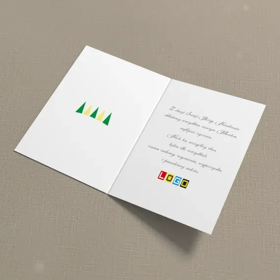 Kartka świąteczna z logo BN1-198 Gwiazda nad pięcioma drzewami, wnętrze