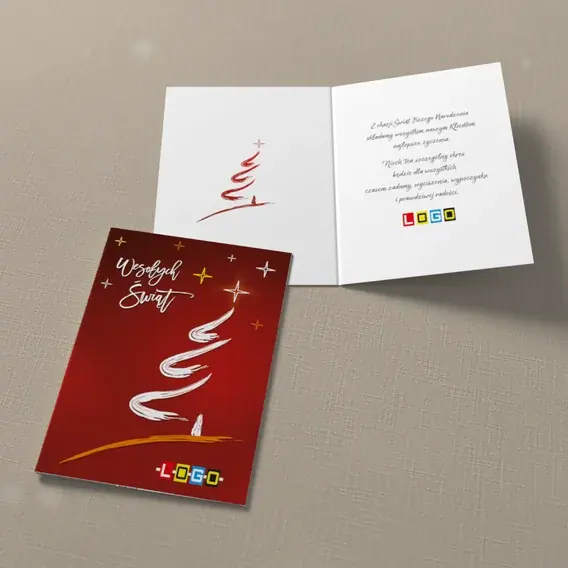 Kartka świąteczna z logo BN1-200 Kreski w kształcie świerka, widok ogólny