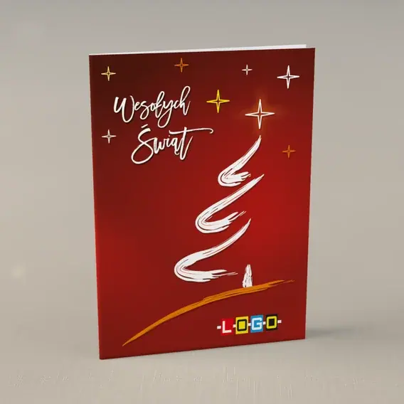 Kartka świąteczna z logo BN1-200 Kreski w kształcie świerka, przód