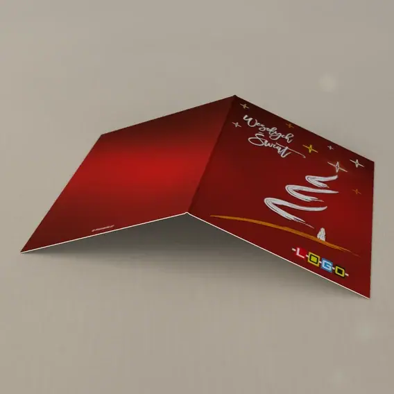 Kartka świąteczna z logo BN1-200 Kreski w kształcie świerka, tył