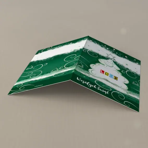 Kartka świąteczna z logo BN1-202 Gwiazdka nad zieloną iglicą, tył
