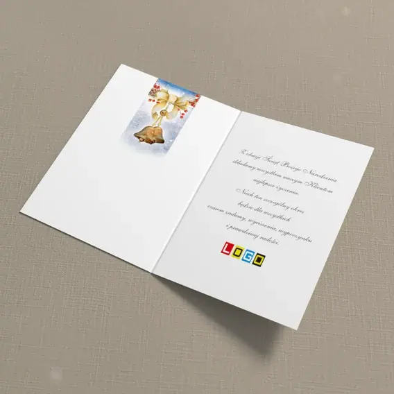 Kartka świąteczna z logo BN1-204 Dwa dzwoneczki wśród jagód, wnętrze