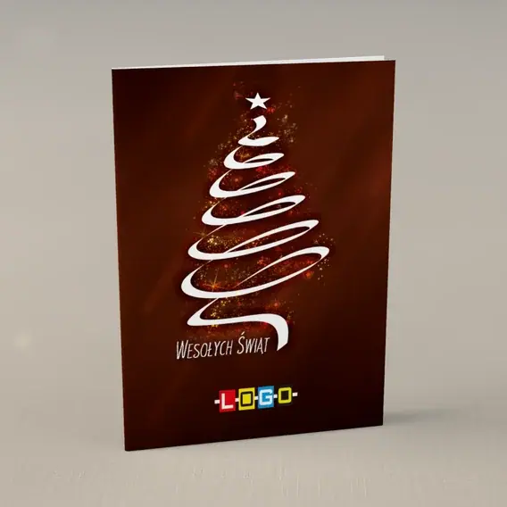 Kartka świąteczna z logo BN1-205 Biały zwój w roli drzewka, przód