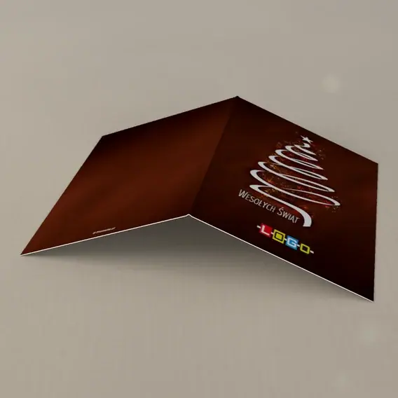 Kartka świąteczna z logo BN1-205 Biały zwój w roli drzewka, tył