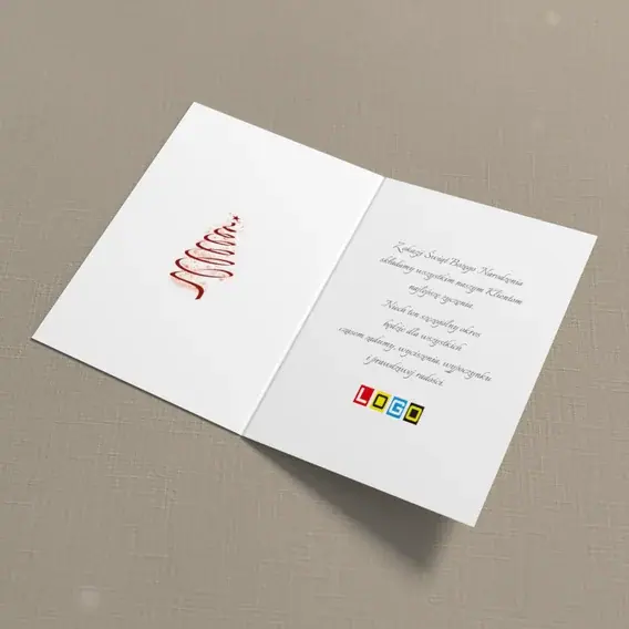 Kartka świąteczna z logo BN1-205 Biały zwój w roli drzewka, wnętrze