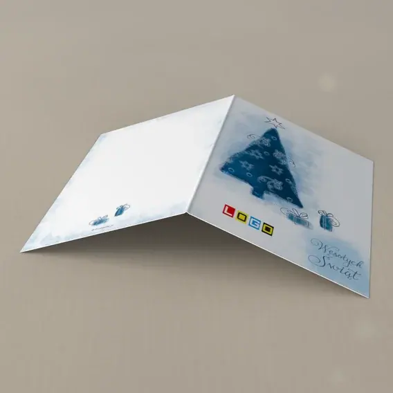 Kartka świąteczna z logo BN1-207 Świerk z dwiema paczkami, tył