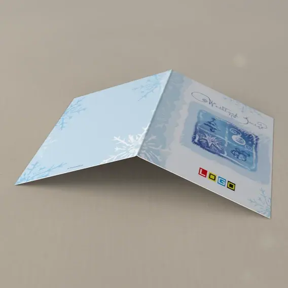 Kartka świąteczna z logo BN1-208 Okienka z zimowymi znakami, tył