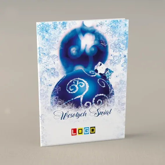 Kartka świąteczna z logo BN1-209 Pary kul w śnieżnej zadymce, przód