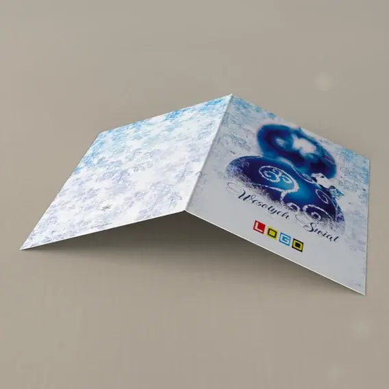 Kartka świąteczna z logo BN1-209 Pary kul w śnieżnej zadymce, tył