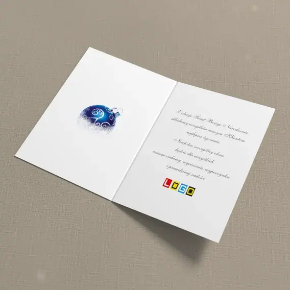 Kartka świąteczna z logo BN1-209 Pary kul w śnieżnej zadymce, wnętrze