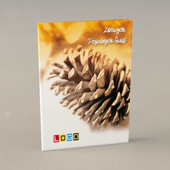 Kartka świąteczna z logo BN1-214 Szyszka w brązowej mgle, przód