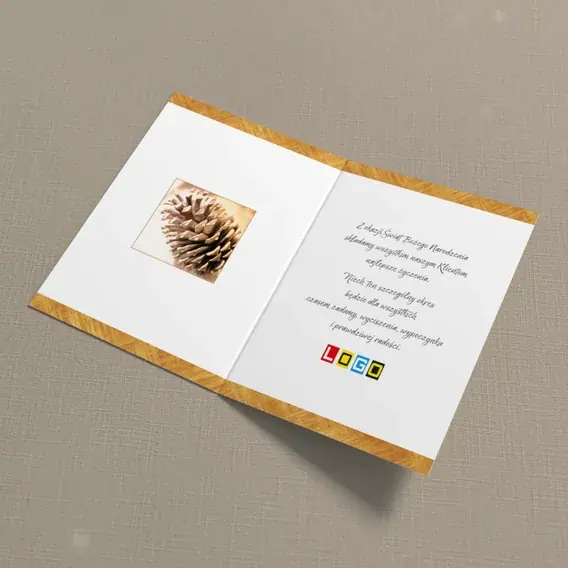 Kartka świąteczna z logo BN1-214 Szyszka w brązowej mgle, wnętrze