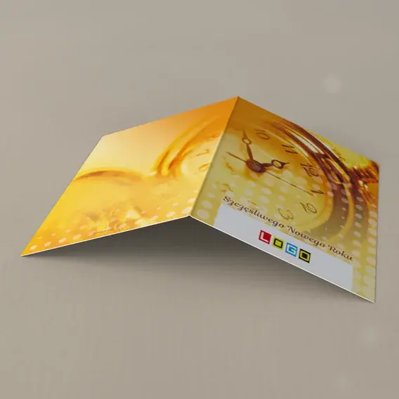 Kartka świąteczna z logo BN1-222 Złoty zegarek z łańcuszkiem, tył