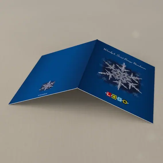 Kartka świąteczna z logo BN1-223 Ażurowy płatek w granatowej nocy, tył