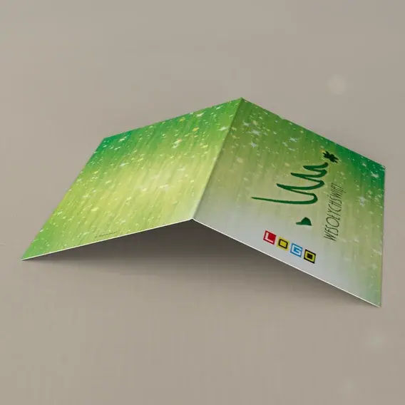 Kartka świąteczna z logo BN1-224 Smukłe drzewko z łuków, tył