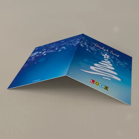 Kartka świąteczna z logo BN1-231 Biała fala w kształcie świerka, tył