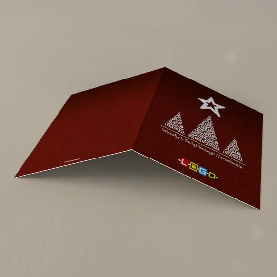Kartka świąteczna z logo BN1-233 Jodłowa trójka w bieli, tył