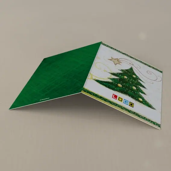 Kartka świąteczna z logo BN1-234 Świerk wśród wirów i gwiazdek, tył
