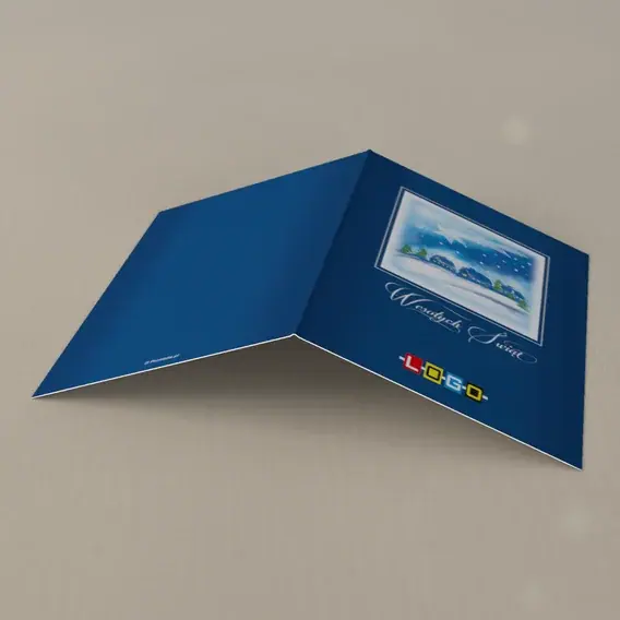 Kartka świąteczna z logo BN1-235 Chaty w śnieżnej ramie, tył