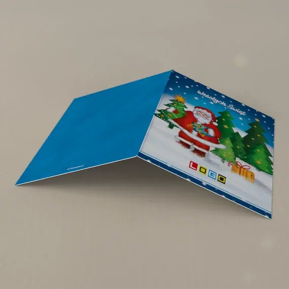 Kartka świąteczna z logo BN1-236 Podarunek w błękitnym lesie, tył