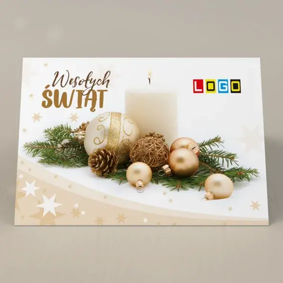 Kartka świąteczna z logo BN1-243 Woskowy słupek wśród igliwia, przód