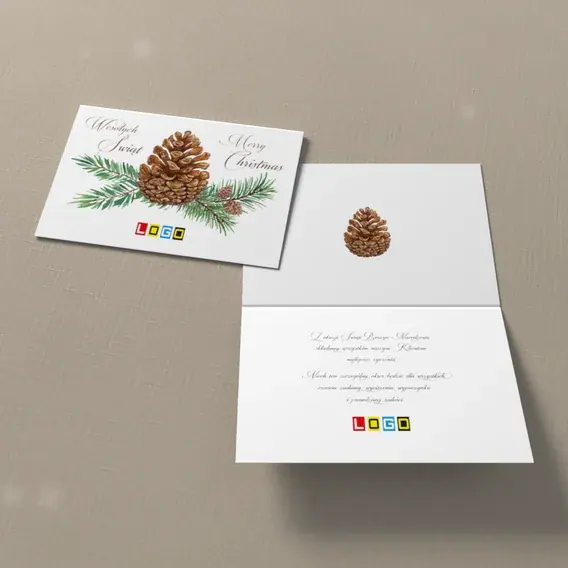 Kartka świąteczna z logo BN1-252 Szyszka z sosnowym wachlarzem, widok ogólny
