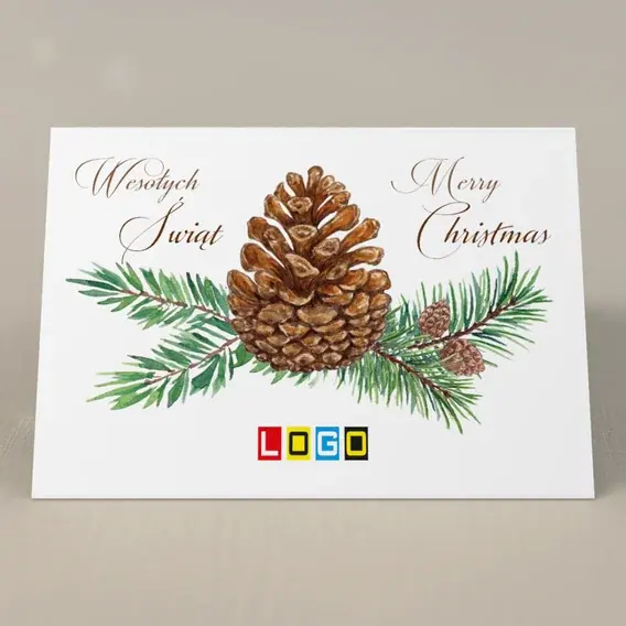 Kartka świąteczna z logo BN1-252 Szyszka z sosnowym wachlarzem, przód