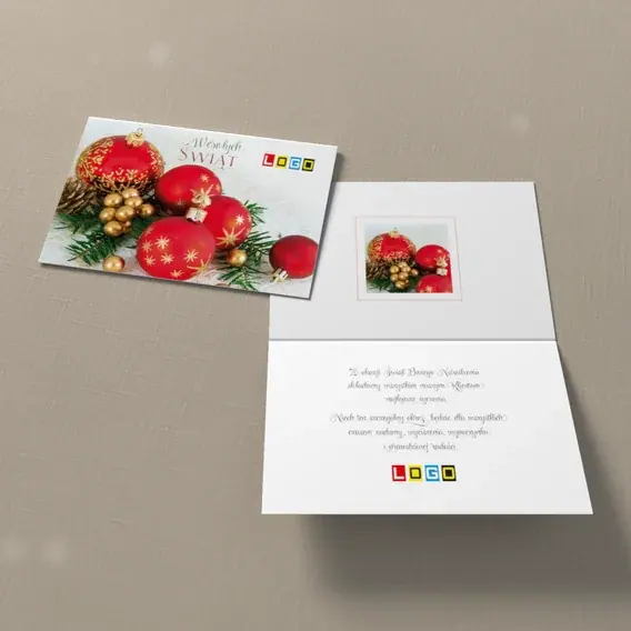 Kartka świąteczna z logo BN1-254 Dolny pas z szyszkami, widok ogólny