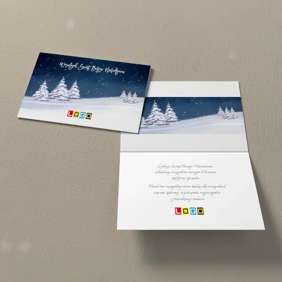 Kartka świąteczna z logo BN1-259 Świerki w śnieżnej ciszy, widok ogólny